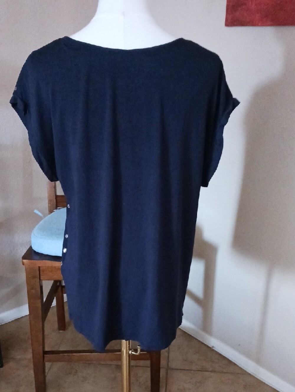 Papermoon Black Short-Sleeve Split-Neck Top with Metallic Dots - Picture 7 of 11